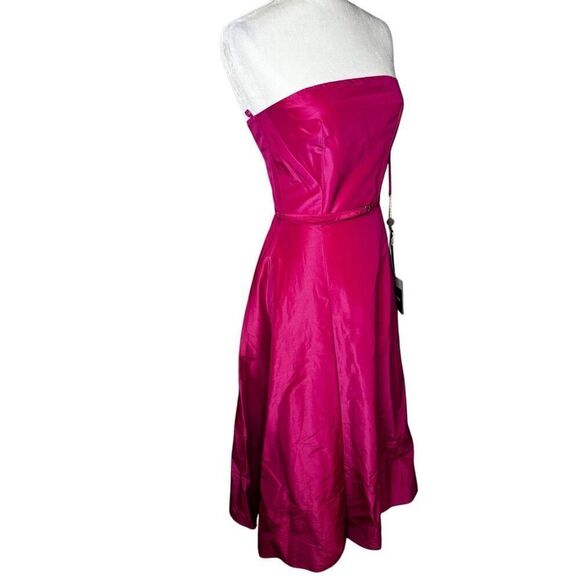 NWT ASPESI Italy Fuchsia strapless silk midi dress size EU40-US 4 - Picture 4 of 13
